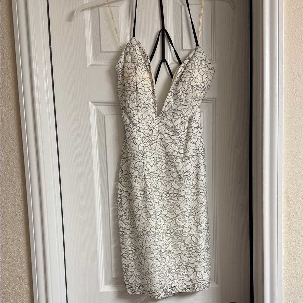 Trixxi Black and White Backless Floral Dress